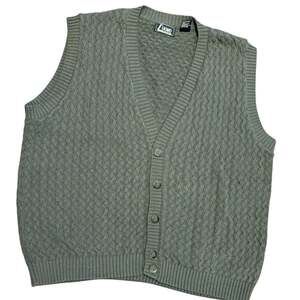 Vintage L Uomo by Enro Men's XL Taupe Knitted Sweater Vest Made in USA